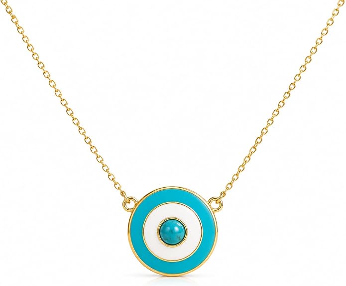 Gold Turquoise Evil Eye Pendant Necklace