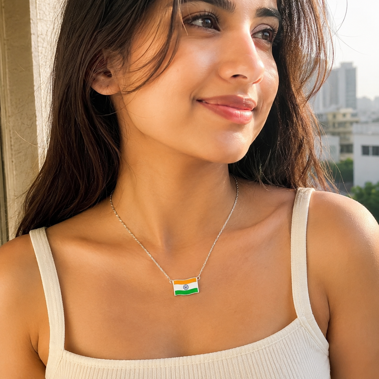 India Indian Flag Pendant Necklace