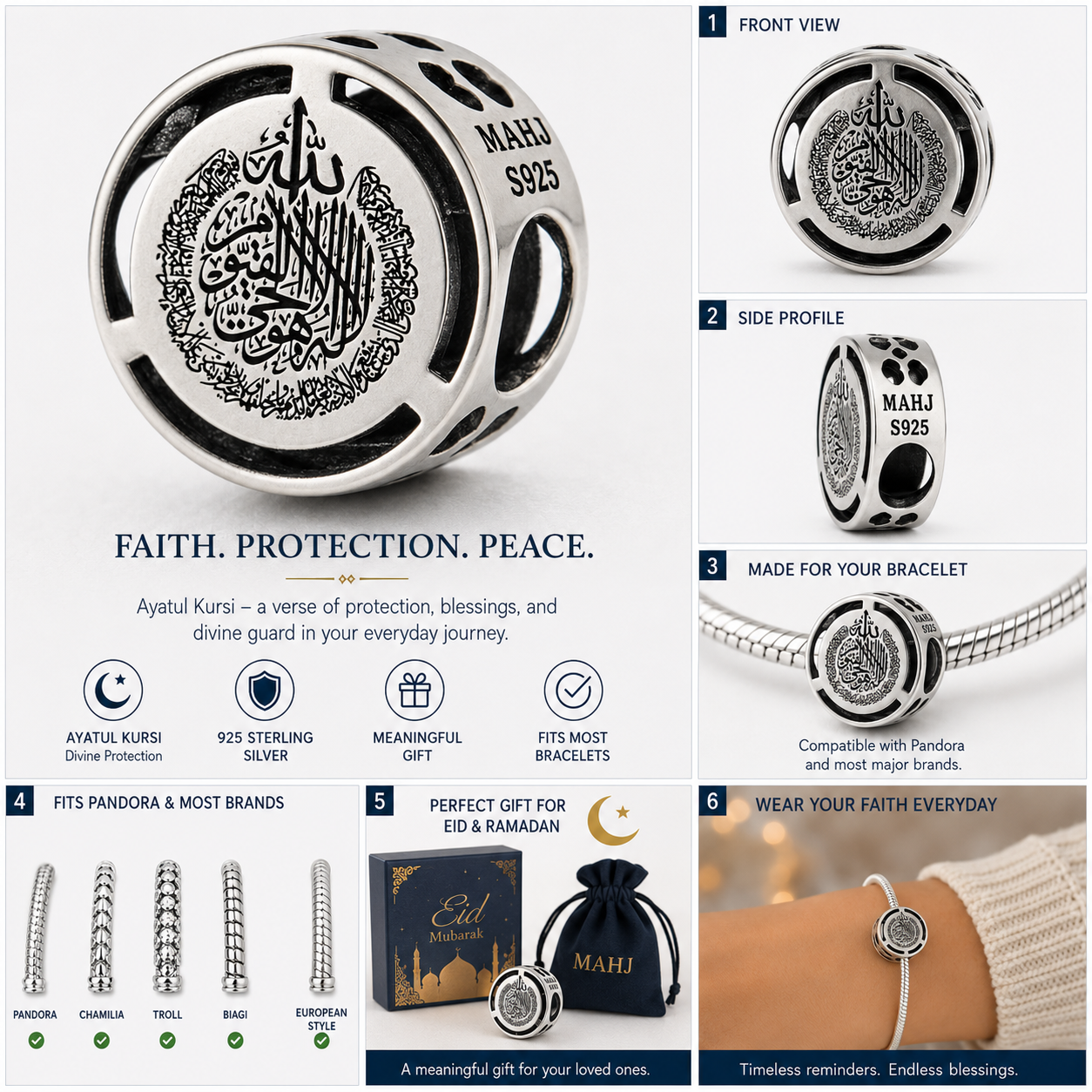 Ayatul Kursi Allah Arabic Charm Bead