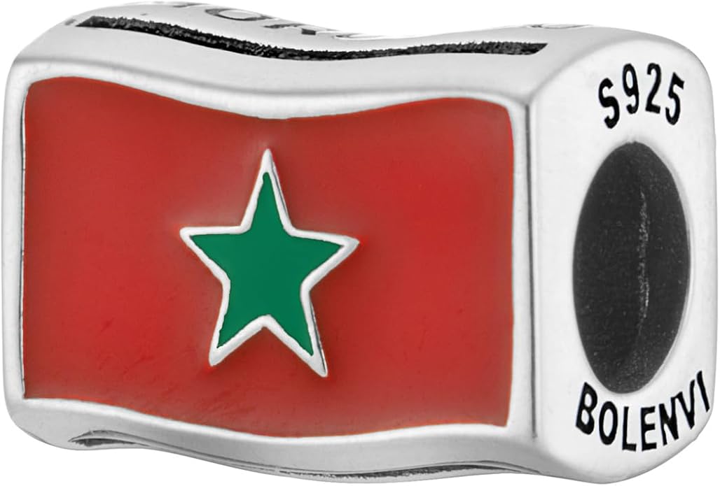 Morocco Moroccan Flag Charm Bead